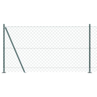 Berkfield Home Chain Link Fence with 7 Flanged Posts 1.2x10 m Galvanised Steel in Green