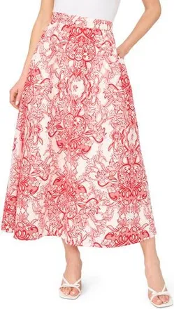 Ted Baker Floral Paisley Cotton Maxi Skirt in Classic Cherry at Nordstrom Rack, Size 10