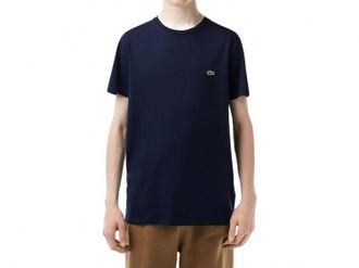 Lacoste Short Sleeve Crewneck Pima Cotton Jersey T-Shirt In Navy Blue