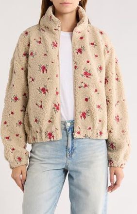 Thread & Supply Floral Embroidered Faux Shearling Jacket in Oatmeal Red Floral at Nordstrom Rack, Size X-Large