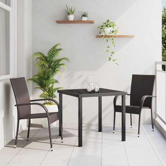 vidaXL Conjunto De Comedor De Jard&iacute;n 3 Pcs Marr&oacute;n Polirat&aacute;n Vidaxl
