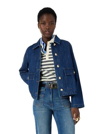Gerard Darel Taina Button Front Pocket Denim Jacket in Jeans at Nordstrom, Size X-Large