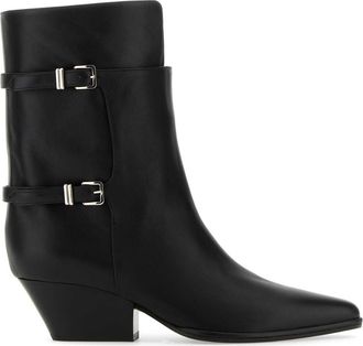 Sergio Rossi Black Leather Thalestris Ankle Boots