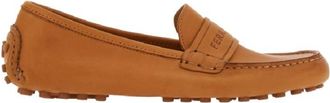 Ferragamo Ferragamo Ladies Brown Driver Logo-Debossed Leather Loafers