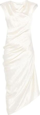 Alexander McQueen Kleedjes, Dames, Grijs, S, Satijn, Elegante Grijze Satijnen Gedrapeerde Jurk