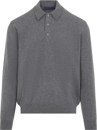 Ralph Lauren Lange Mouwen Gebreide Polo - Heren - Polos - Grijs - M - Tops