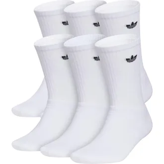adidas 6-Pack Trefoil Performance Crew Socks in White at Nordstrom, Size Large