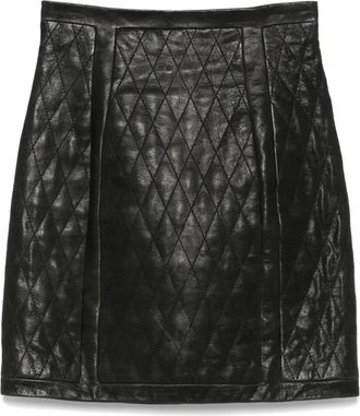 Balmain Minigonna trapuntata in pelle - Nero