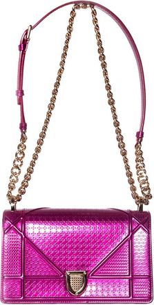 Dior Pink Leather Metallic Diorama Flap Bag (Authentic Pre-Loved)