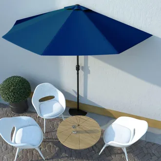 vidaXL Sombrilla Balc&oacute;n Semicircular Palo Aluminio Azul 300x155x223 Cm Vidaxl