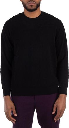 Emporio Armani All-Over Jacquard Lettering Cotton Jumper, Size Large