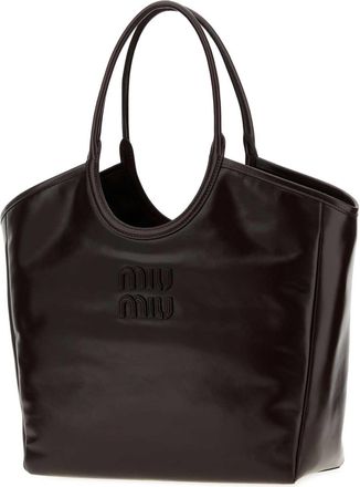 Miu Miu Womens Leather Shopping Tote Brown