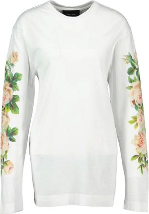 Simone Rocha Tops, Dames, Wit, XS, Katoen, Witte Rose Banket Katoenen T-Shirt