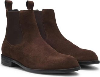 HUGO BOSS Suede Chelsea Boot - Brown