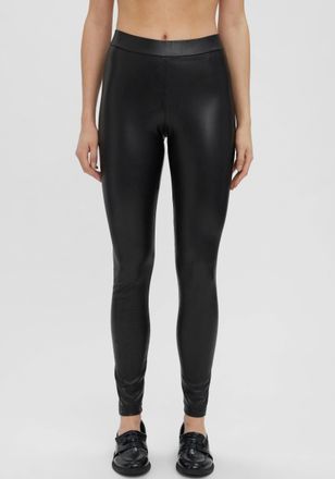 Vero Moda Lederimitathose VERO MODA VMGANA MR PL LEGGING, Damen, Gr. XS (34), L&auml;nge 30, schwarz, Web, Obermaterial: 95% Polyester, 5% Elasthan, leicht gl&auml;nzend,