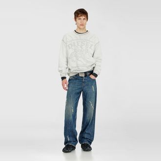 Diesel Sweatshirt with d&eacute;vor&eacute; print - Sweaters - Man - Grey