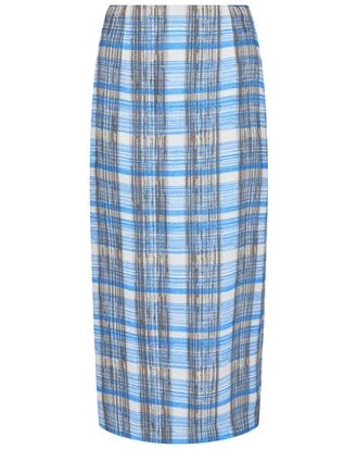 Ferragamo Plaid Print Silk-Blend Maxi Skirt