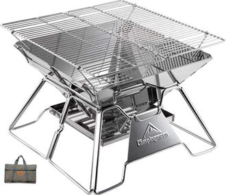 OEM Parrillas Plegables De Acero Inoxidable Para Camping, Parrilla Port&aacute;til De Carb&oacute;n De 14 Pulgadas Con Bolsa De Transporte Mt-2