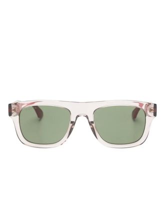Gucci stripe rectangle-frame sunglasses - unisex - Acetate - 52 - Neutrals