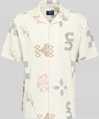 Mc Neal Slim Fit Freizeithemd mit Allover-Motiv-Stitching in Ecru, Gr&ouml;&szlig;e XXL