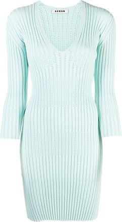 &Aacute;eron knitted long-sleeve dress - women - Ecovero/Polyester - S - Blue