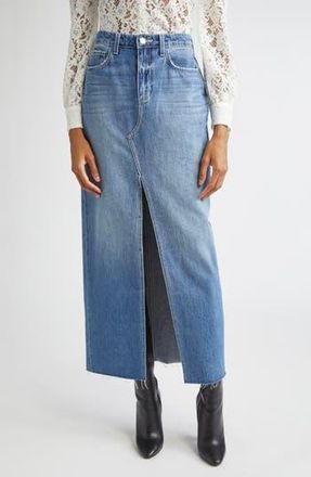 L'agence Rysa Front Slit Denim Maxi Skirt in Woodrow at Nordstrom Rack, Size 30