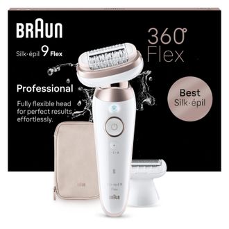 Braun Silk-&eacute;pil 9 Flex Epilador Wet & Dry 9-011 3d, Cabeza Flexible 360&deg;, 40 Pinzas, Oro