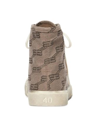 Balenciaga Mens Paris Bb Monogram Logo Hi-Top Sneakers Brown Shoes >