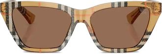 Burberry Sunglasses Zonnebril met geometrisch montuur en tartan ruit - Beige