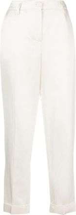 P.A.R.O.S.H. satin-finish mid-rise trousers - women - Viscose/Linen/Flax/Cotton - S - White