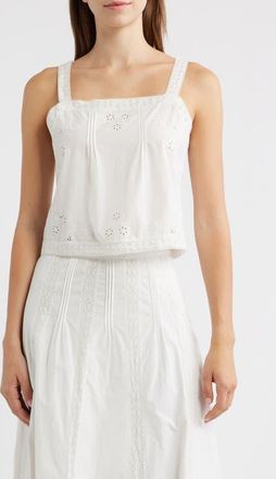 Cleobella Amal Embroidered Eyelet Organic Cotton Top in Ivory at Nordstrom, Size X-Large