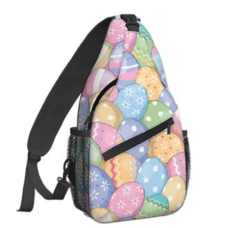 Generic Cute Easter Eggs Sling Bag Trendy Cross Body Bag Adjustable Backpack For Workout Women Cycling