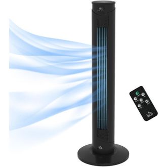 HOMCOM Ventilatore da Terra con Timer e Telecomando in ABS &Oslash;31.5x93 cm Nero