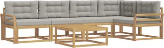 vidaXL Conjunto De Sof&aacute;s De Exterior 6 Uds. Blanco Y Gris Claro Vidaxl