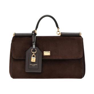 Dolce & Gabbana Tassen, Dames, Bruin, ONE Size, Leer, My Sicily Handtas