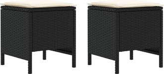 vidaXL 2 Uds. Reposapi&eacute;s De Jard&iacute;n Rat&aacute;n Sint&eacute;tico Negro Y Crema Vidaxl
