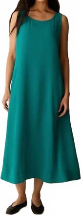 Eileen Fisher Ballet Neck Midi Dress In Teal