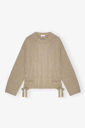 Ganni Green Brown Future Wool Mix Oversized Sweater - Size L/XL Recycled
