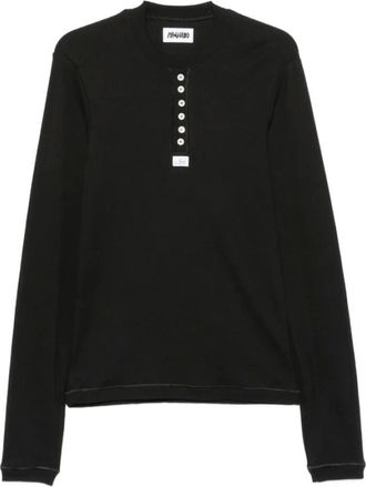 Magliano Tops, Heren, Zwart, XL, Ribbed Henley Sweater