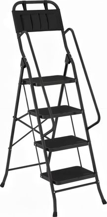 OEM Escalera Plegable De 4 Pelda&ntilde;os Con Bolsa De Herramientas Escalera De Tijera Con Pelda&ntilde;os Anchos Antideslizantes Negro