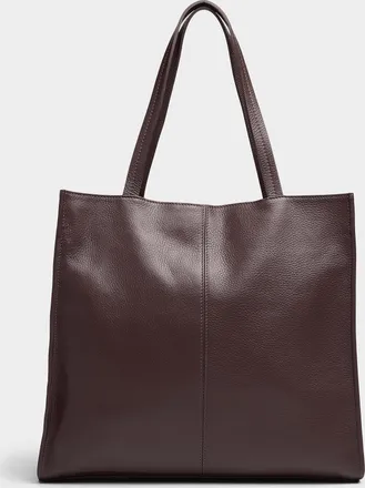 Simons Womens Centre topstitching pebbled leather square tote bag Exclusive collection from Italy