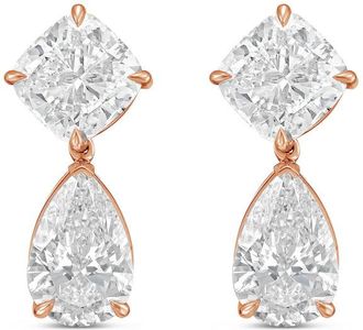 Diana M. Jewels 14kt Rose Gold 8.00 Ct tw of Lab grown square cushion and pear shape diamond earrings