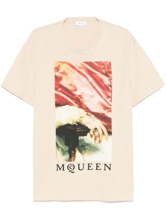 Alexander McQueen Beige Cotton T-Shirt With Print