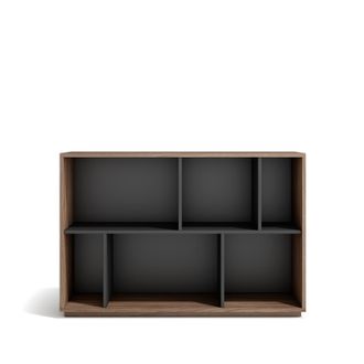 HERDASA Estanter&iacute;a Librer&iacute;a, Colecci&oacute;n Nack, Con 2 Niveles De Altura En Melamina Color Nogal Velmore-grafito