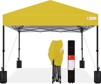 Best Choice Products 10x10ft Easy Setup Pop Up Canopy w/ 1-Button Setup, Wheeled Case, 4 Weight Bags