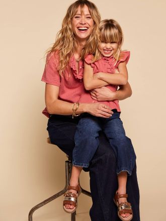 Envie de Fraise Musselin-Umstandsbluse mit Volants ENVIE DE FRAISE, Mama-Tochter-Capsule altrosa