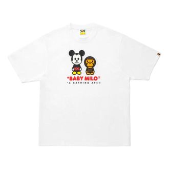 A Bathing Ape x Disney Mickey Mouse Baby Milo Relaxed Fit T-Shirt White 0ZXTEM916101Q-WHT
