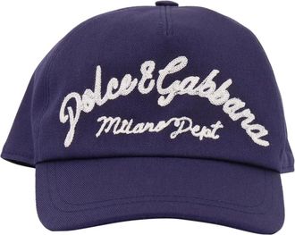 Dolce & Gabbana Caps, unisex, Blue, Size: L Gabardine Baseball Cap