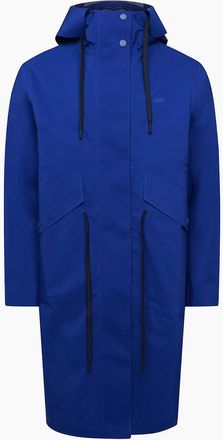 Lacoste Womens Long Hooded Water-Resistant Parka Jacket - Blue - Size: 10