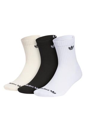 adidas Assorted 3-Pack Trefoil 2.0 High Quarter Socks in White/Black/Wonder White at Nordstrom, Size Medium